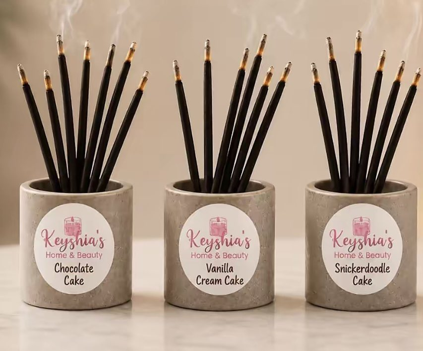 Keyshia's Home & Beauty Bakery Incense Sticks in concrete holders